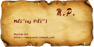 Mány Pál névjegykártya